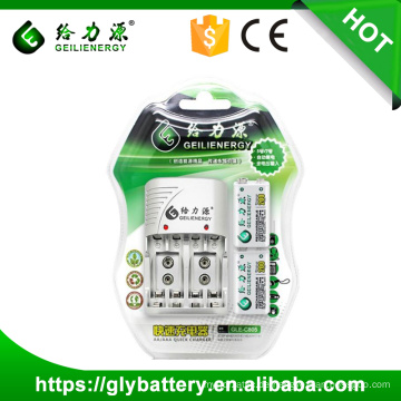Geilienergy GLE-802 Ladegerät mit wiederaufladbarer NI-MH Batterie 9V 200mAh